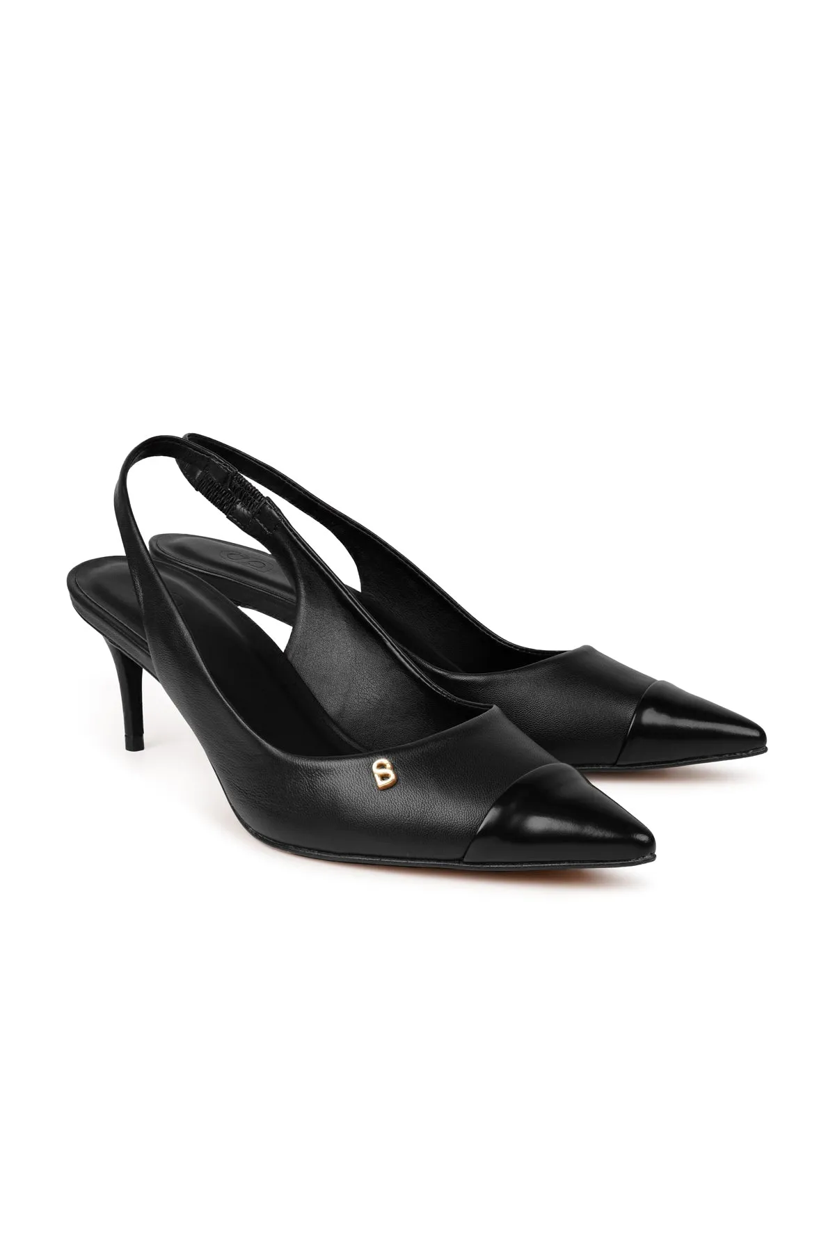 Lena Slingback Heels - Black