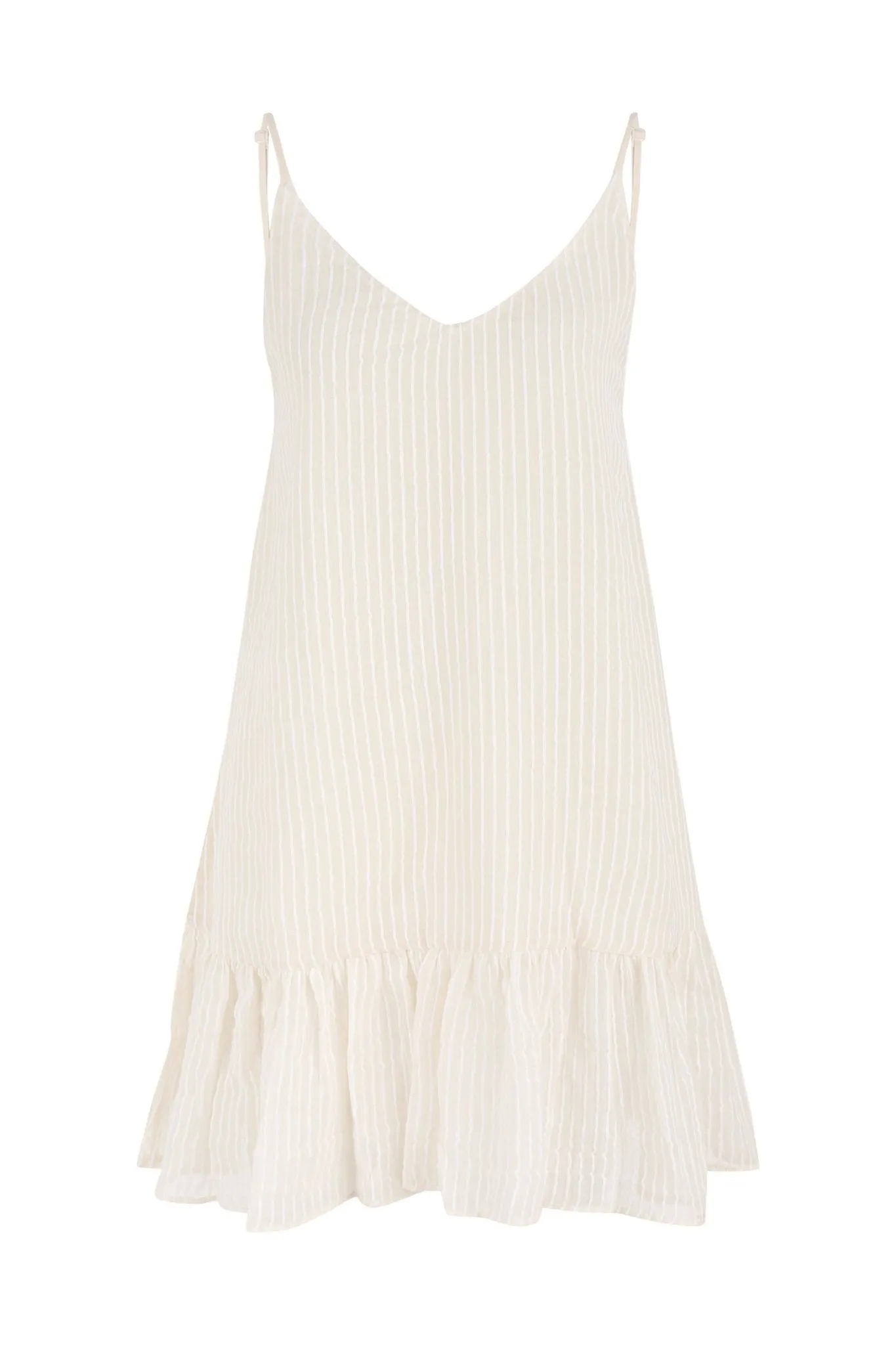 Liv Mini Ruffle Dress - White Stripes