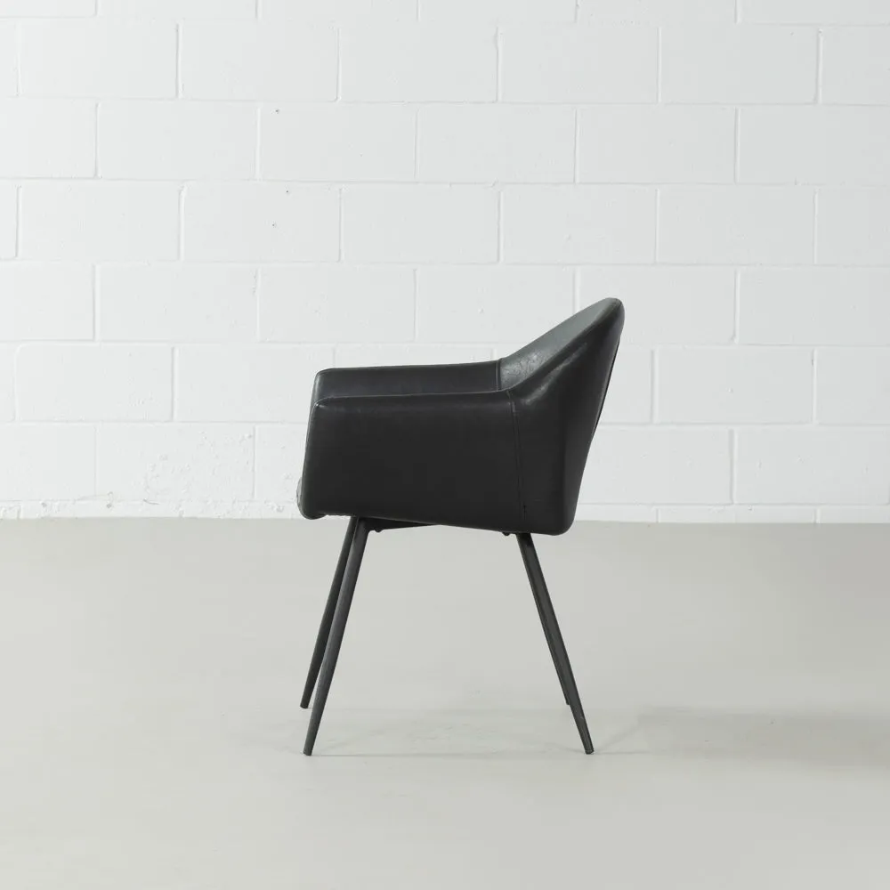 MILAN - Black Vintage Leather Armchair