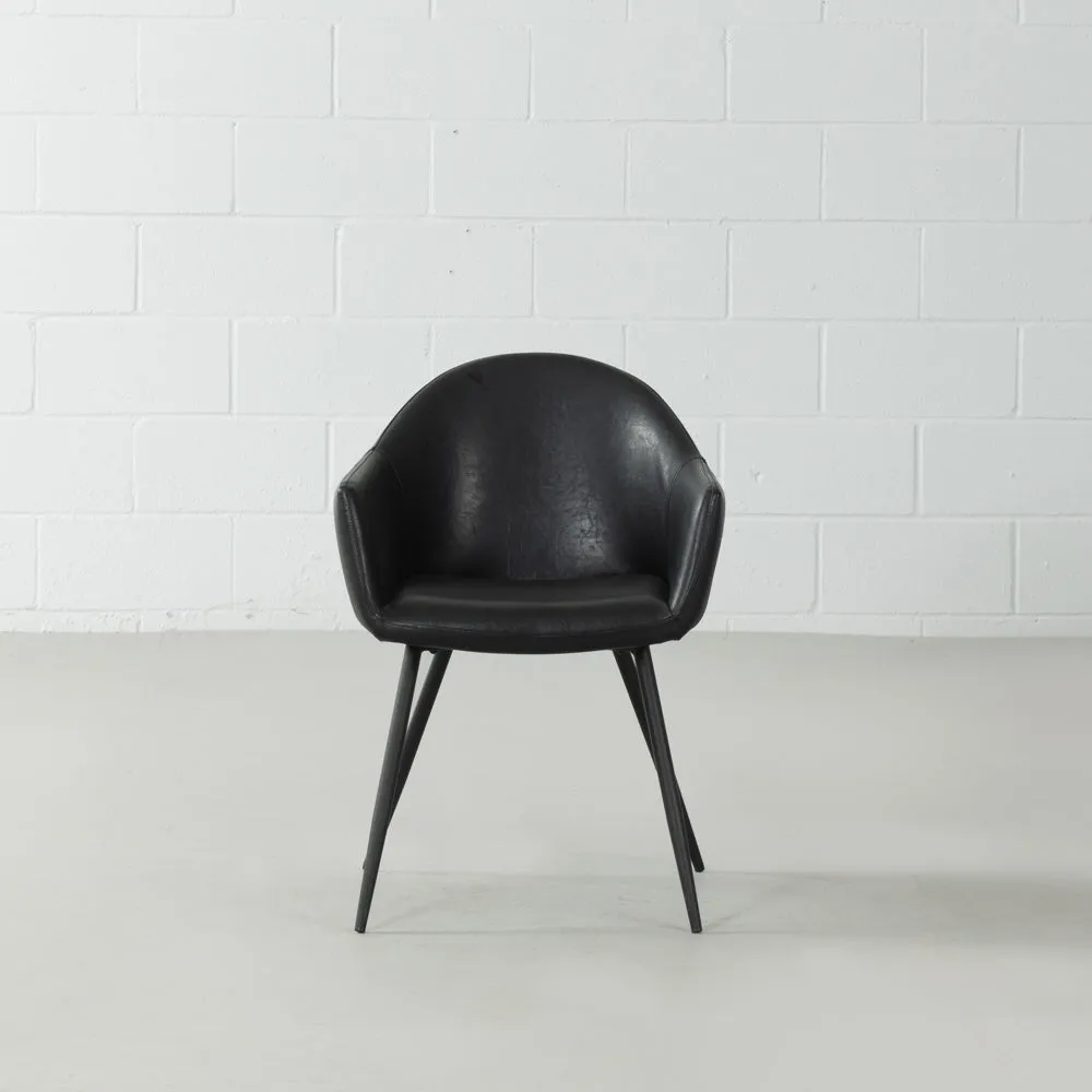 MILAN - Black Vintage Leather Armchair