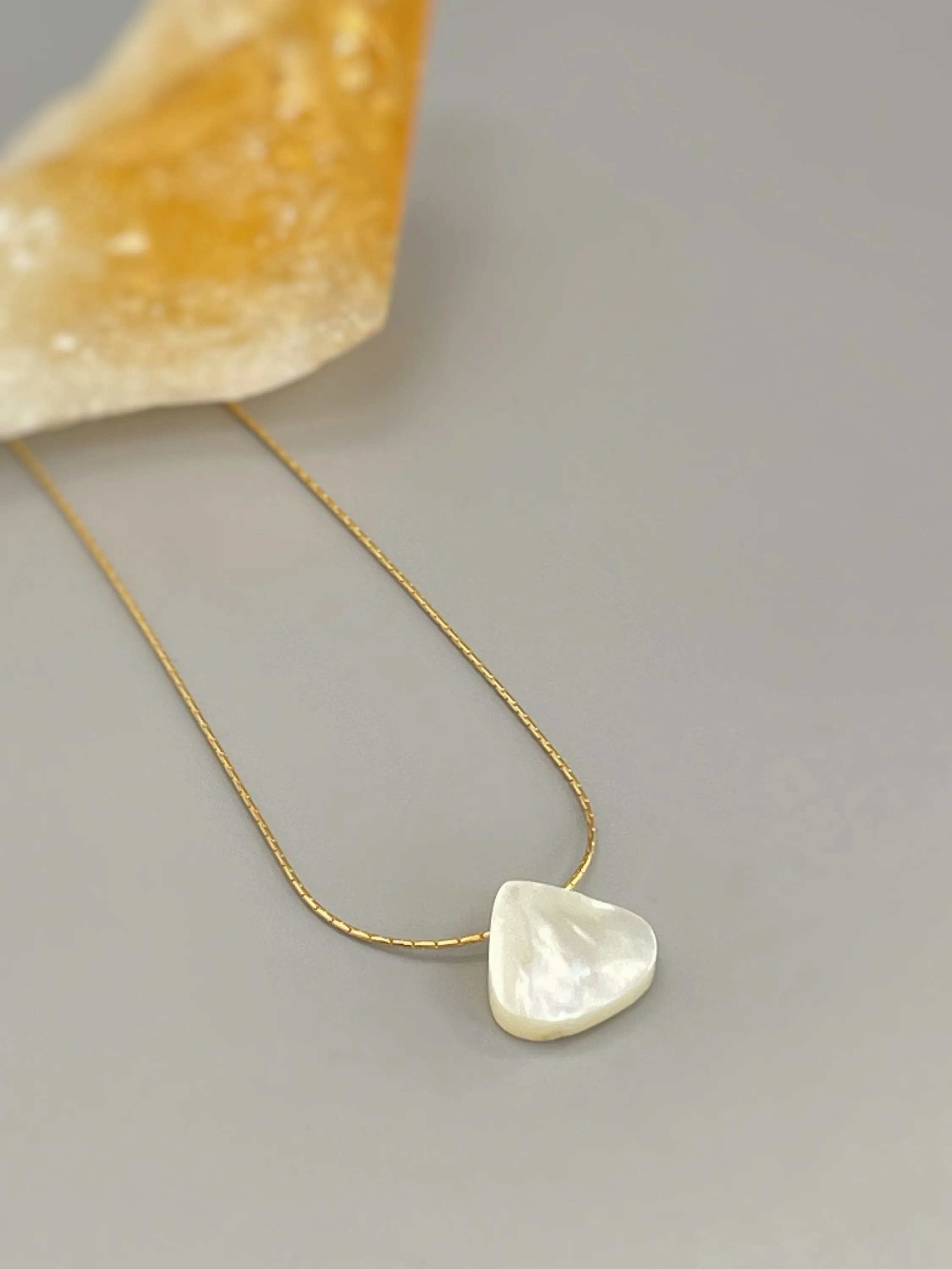 Mother of Pearl Necklace, Beachy Jewelry 14k Gold, Silver Handmade Summer jewelry iridescent shell pendant, bridal jewelry for beach wedding