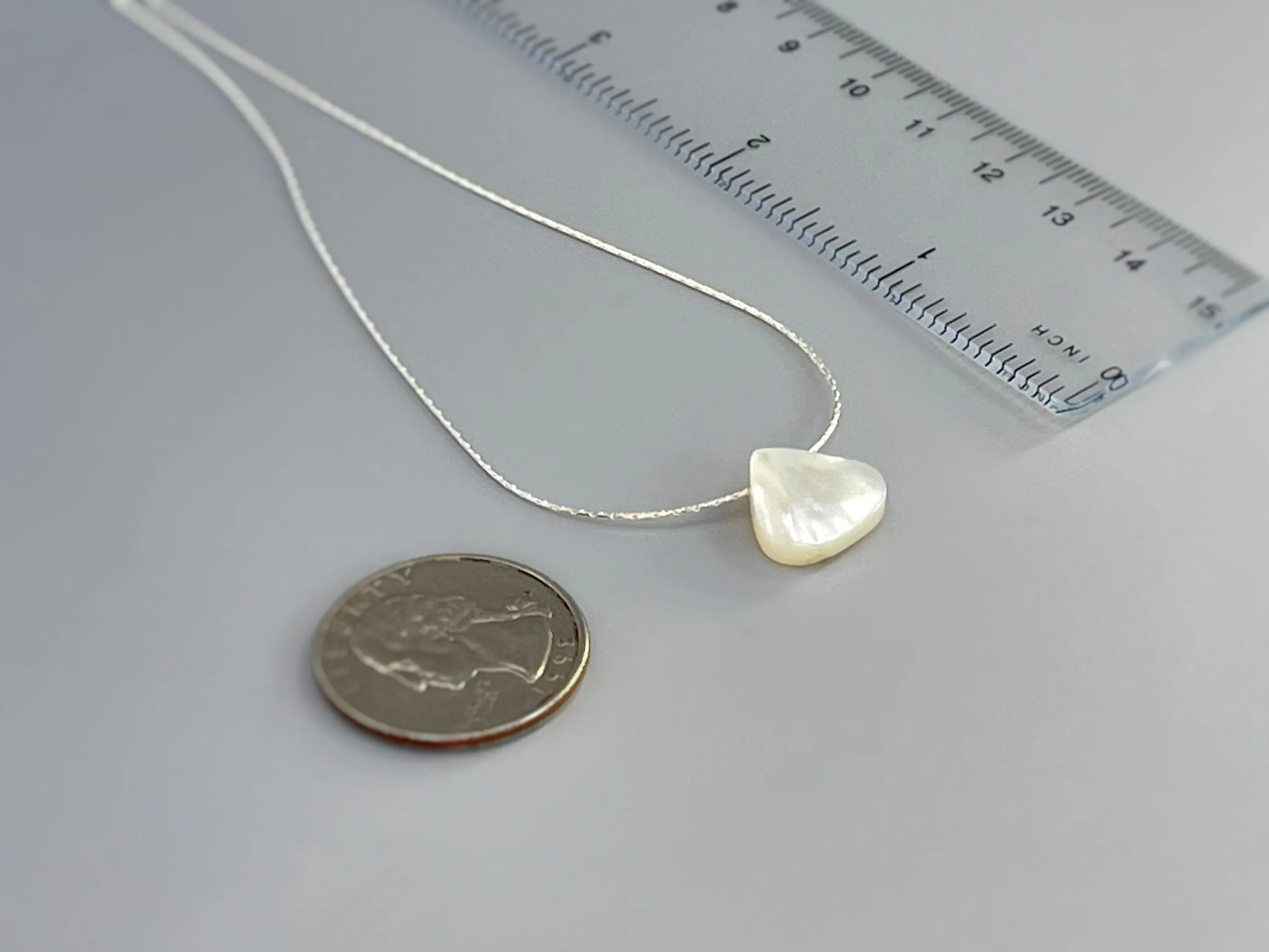 Mother of Pearl Necklace, Beachy Jewelry 14k Gold, Silver Handmade Summer jewelry iridescent shell pendant, bridal jewelry for beach wedding