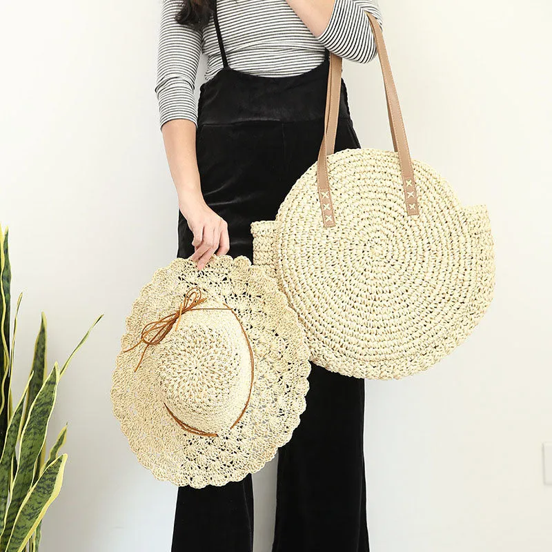 Natural Rattan Handmade Beach Tote Bag