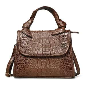 Pelle Luxur Women's Chocolate Brown, Premium PU Satchel Bag, Medium Size with Magnet clasp Closure