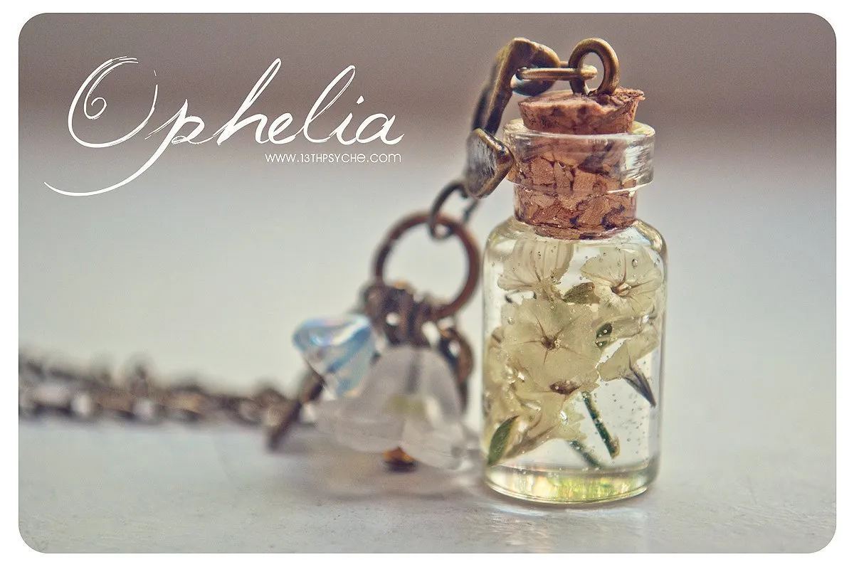 Real yellow dried flowers in resin vial necklace