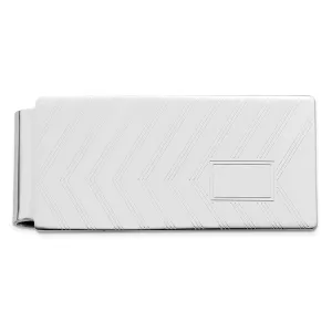 Rhodium Plated Angles Engravable Hinged Money Clip