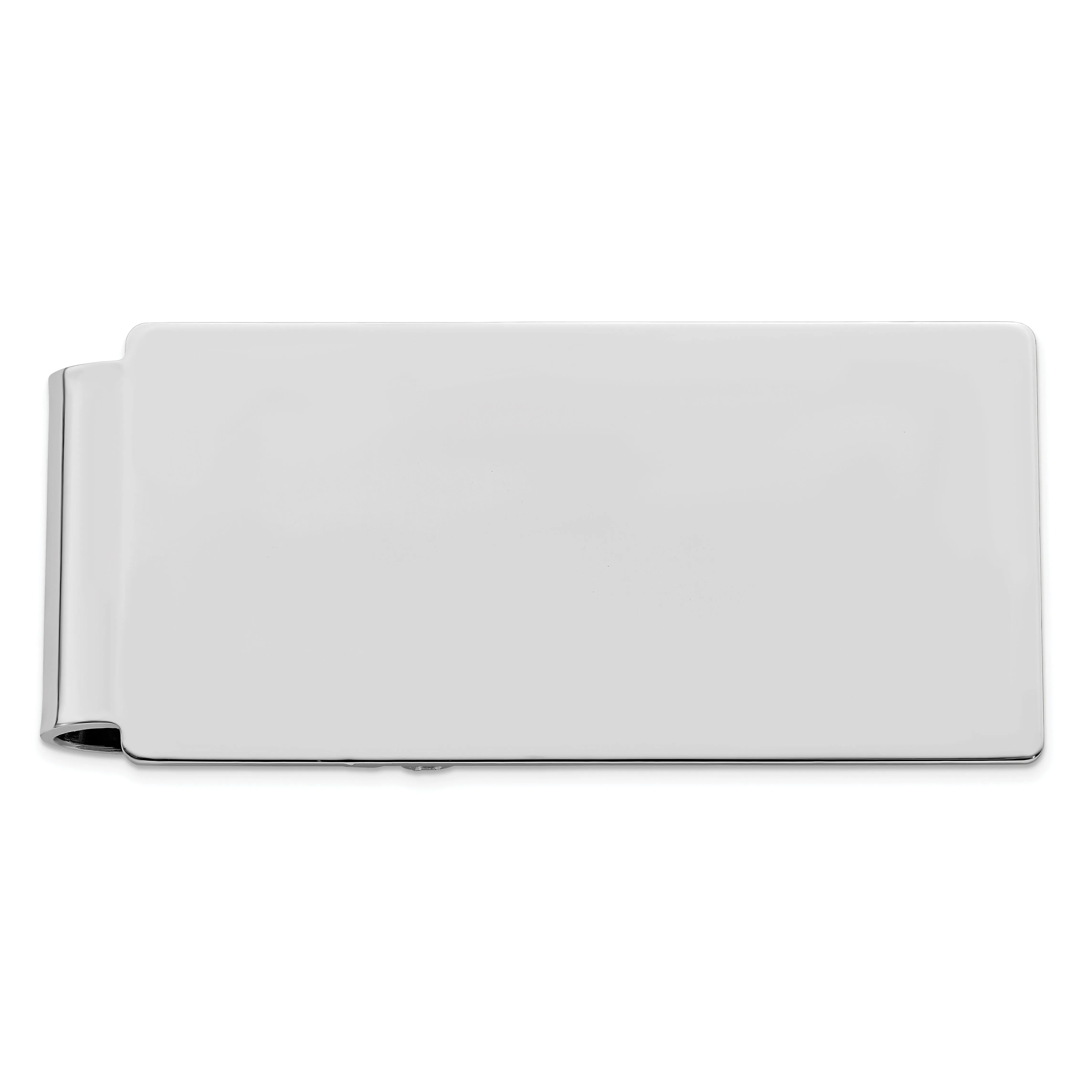 Rhodium Plated Polished Hinged Money Clip