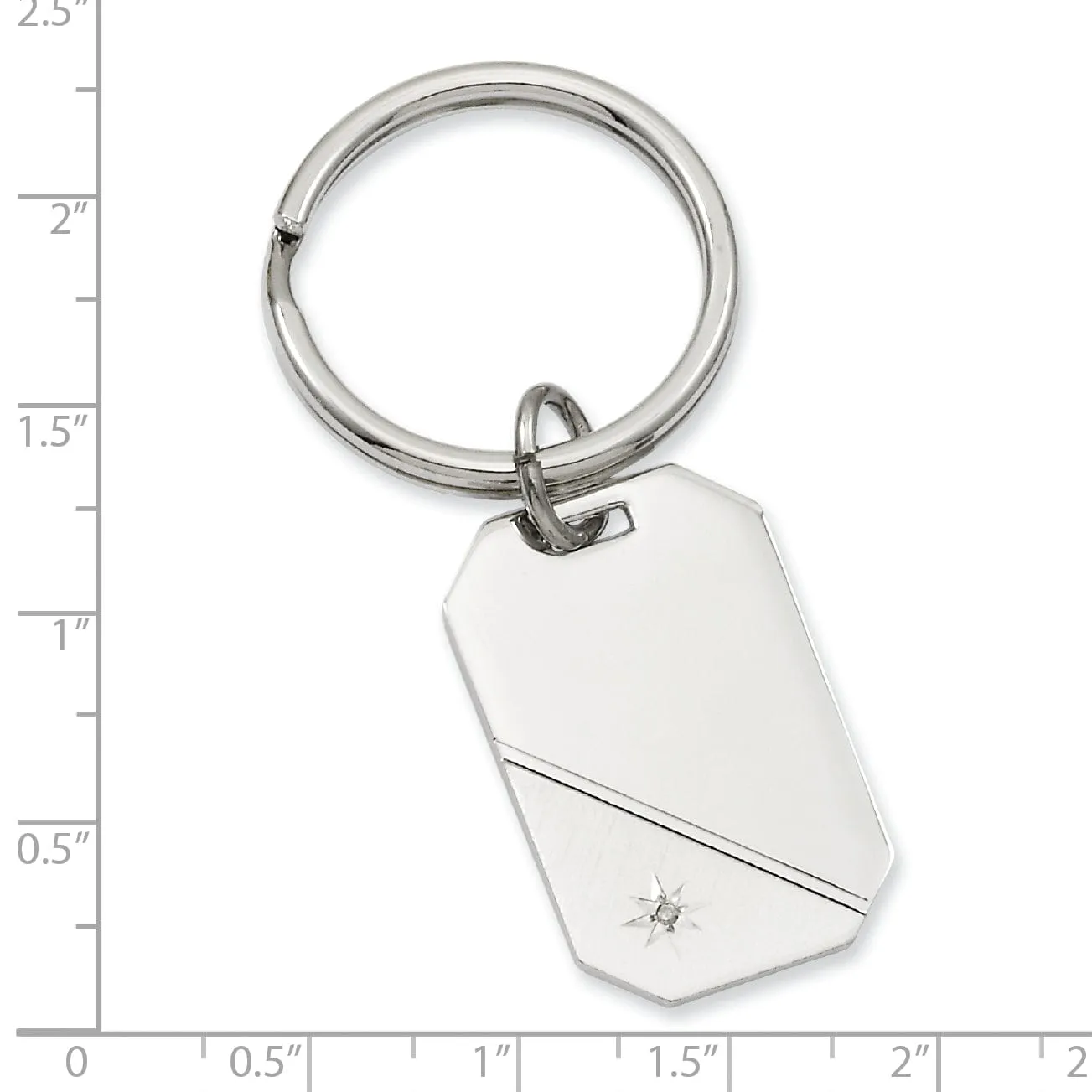 Rhodium Plated Star Cut Diamond Key Ring