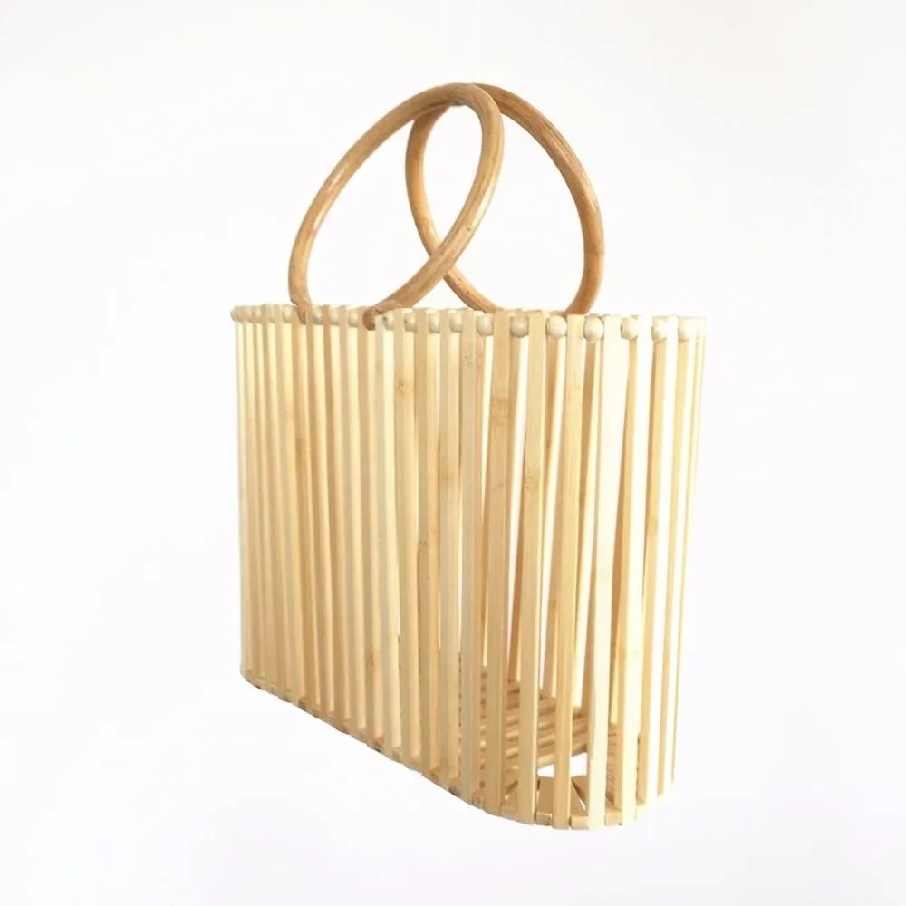 Round Rattan Handle Summer Beach Bags