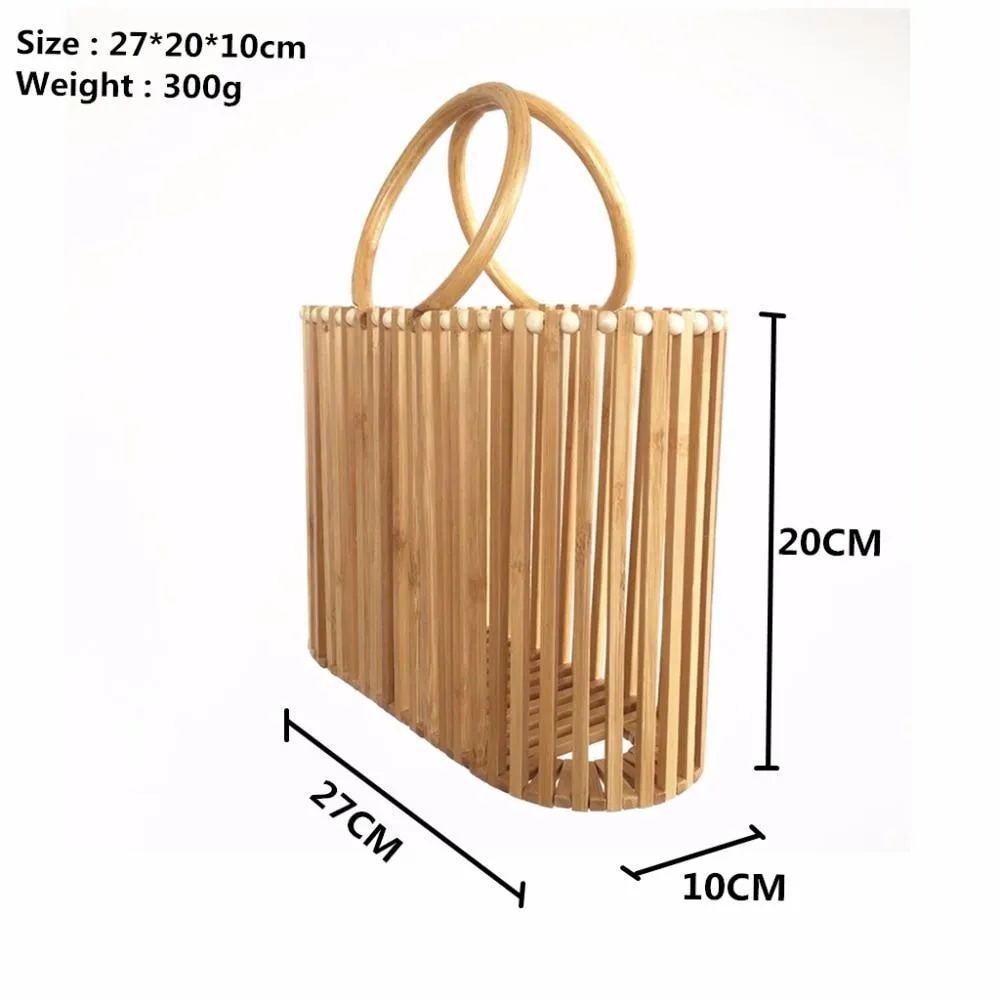 Round Rattan Handle Summer Beach Bags