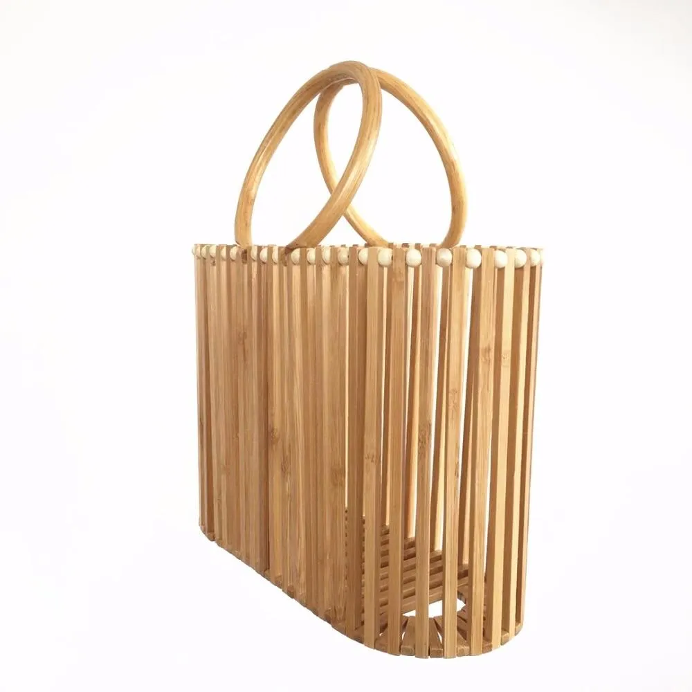 Round Rattan Handle Summer Beach Bags