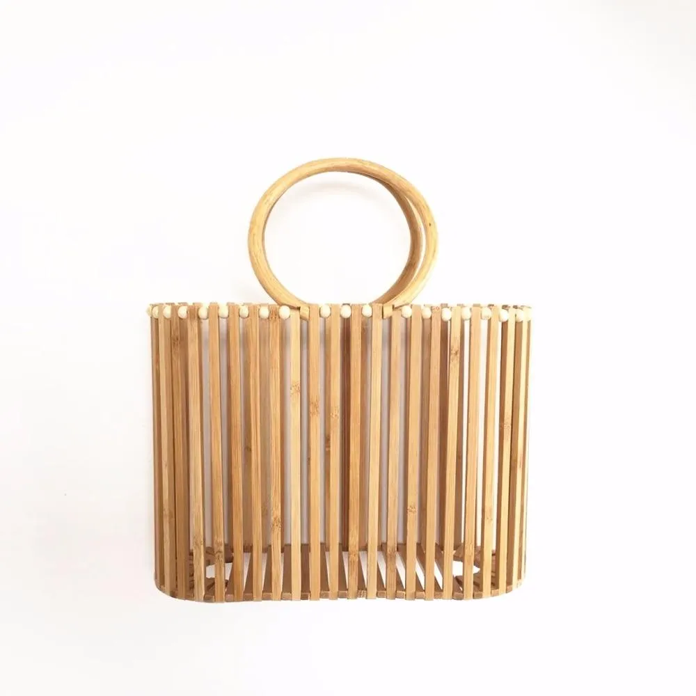 Round Rattan Handle Summer Beach Bags