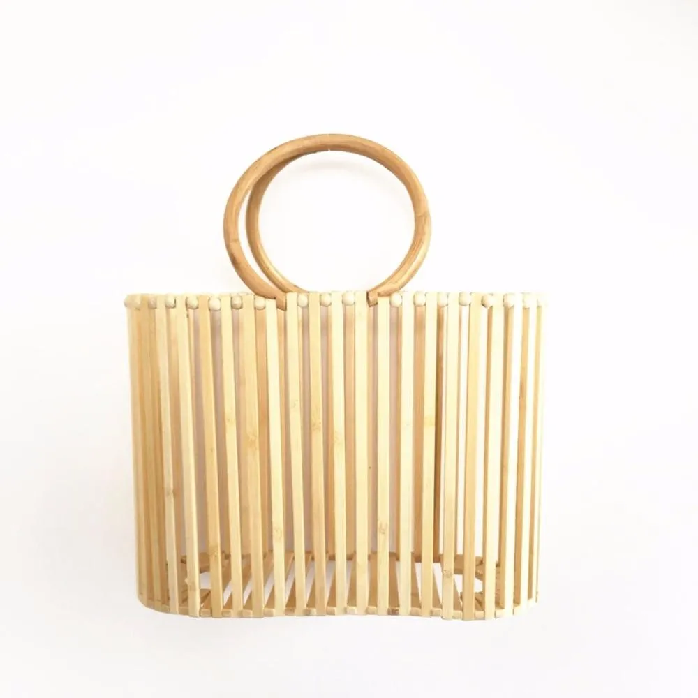 Round Rattan Handle Summer Beach Bags