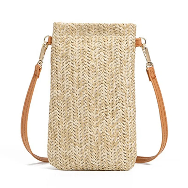 Round Straw Beach Bag Vintage Handmade Woven Shoulder Bag Raffia circle Rattan bags Bohemian Summer Vacation Casual Bags