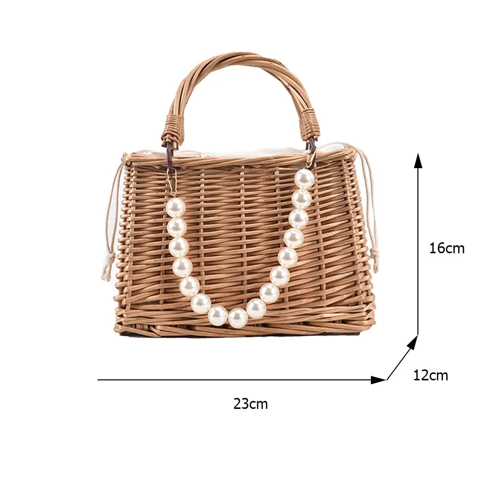 Sohiwoo Straw Bags Women's Beach Bag Trend Summer Bohemian Luxury Designer Handbags Purses Rattan Handmade Picnic Basket Sac Femme