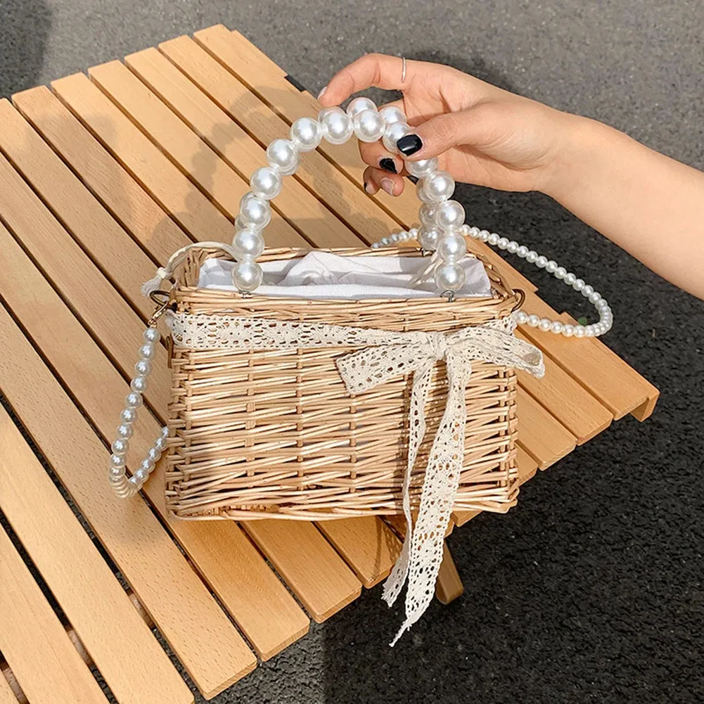 Sohiwoo Straw Bags Women's Beach Bag Trend Summer Bohemian Luxury Designer Handbags Purses Rattan Handmade Picnic Basket Sac Femme