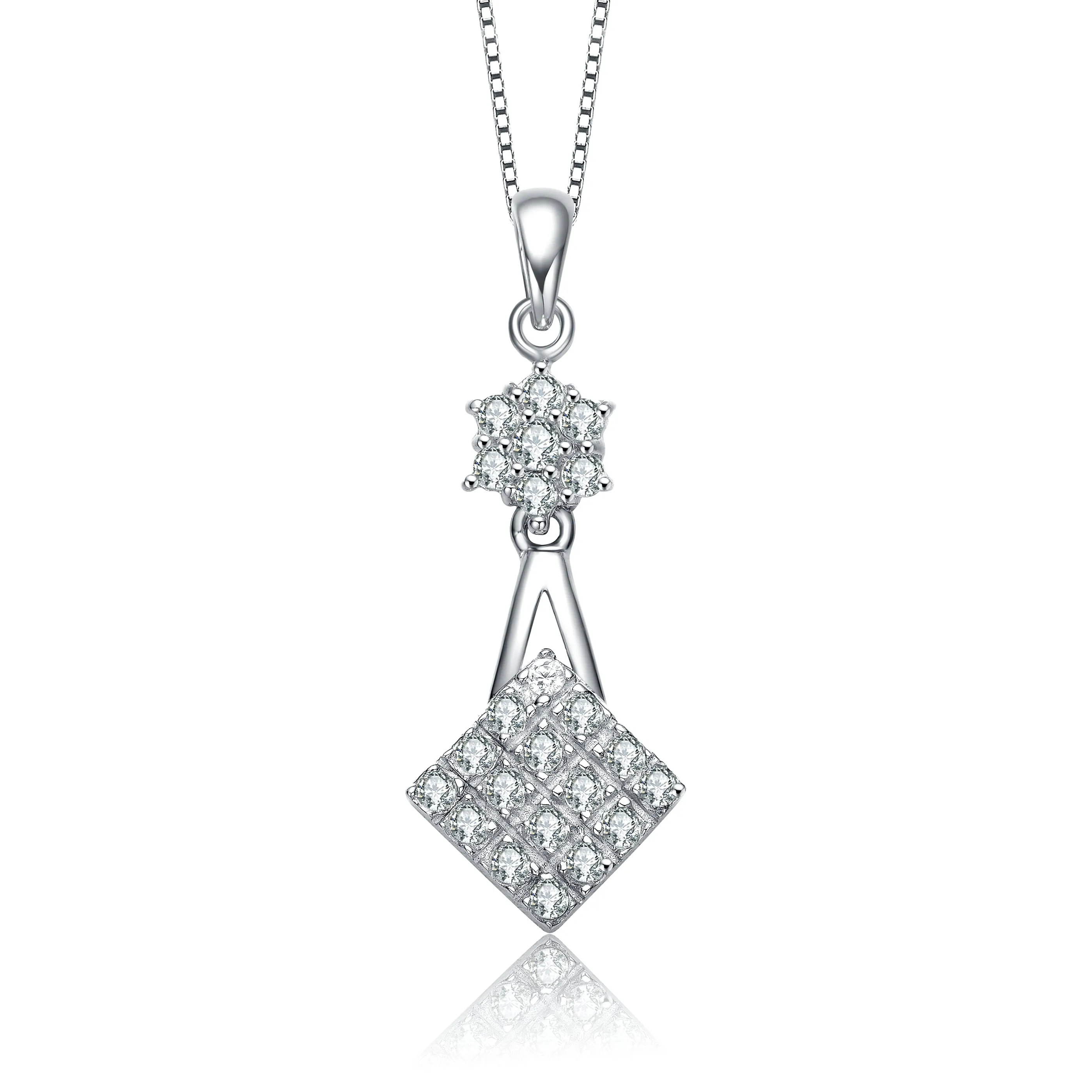 Sterling Silver Cubic Zirconia Star and Square Pendant