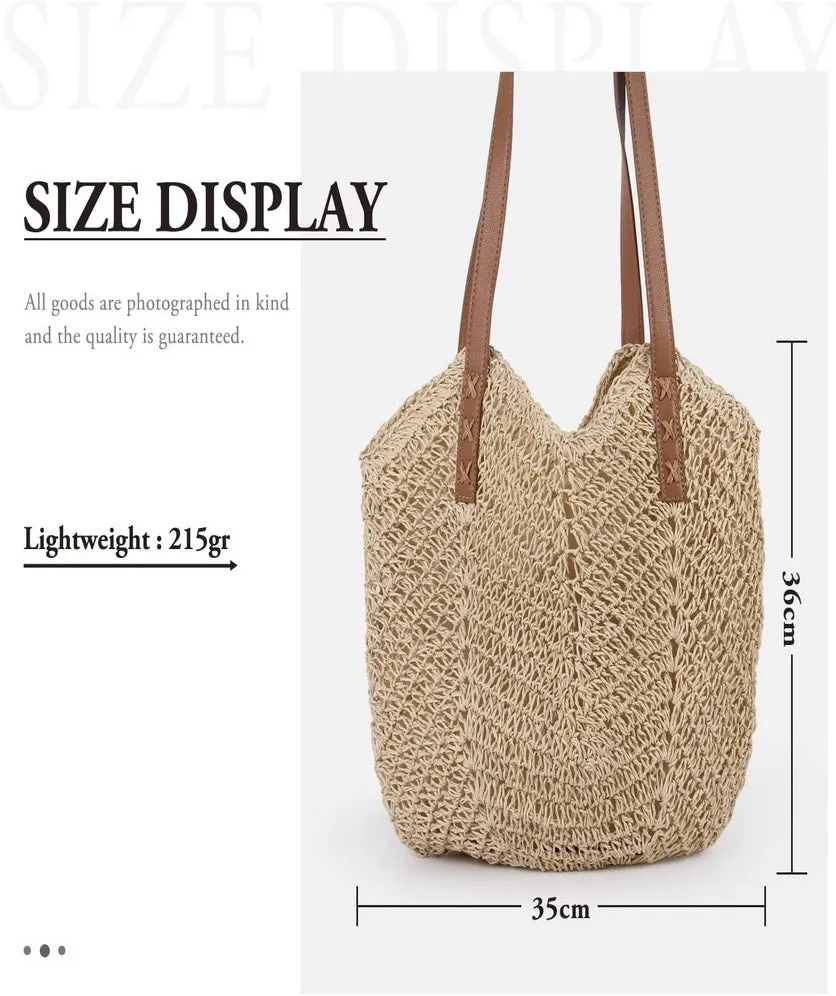 Straw Beach Bags for Women Tote Bag Woven Handbag