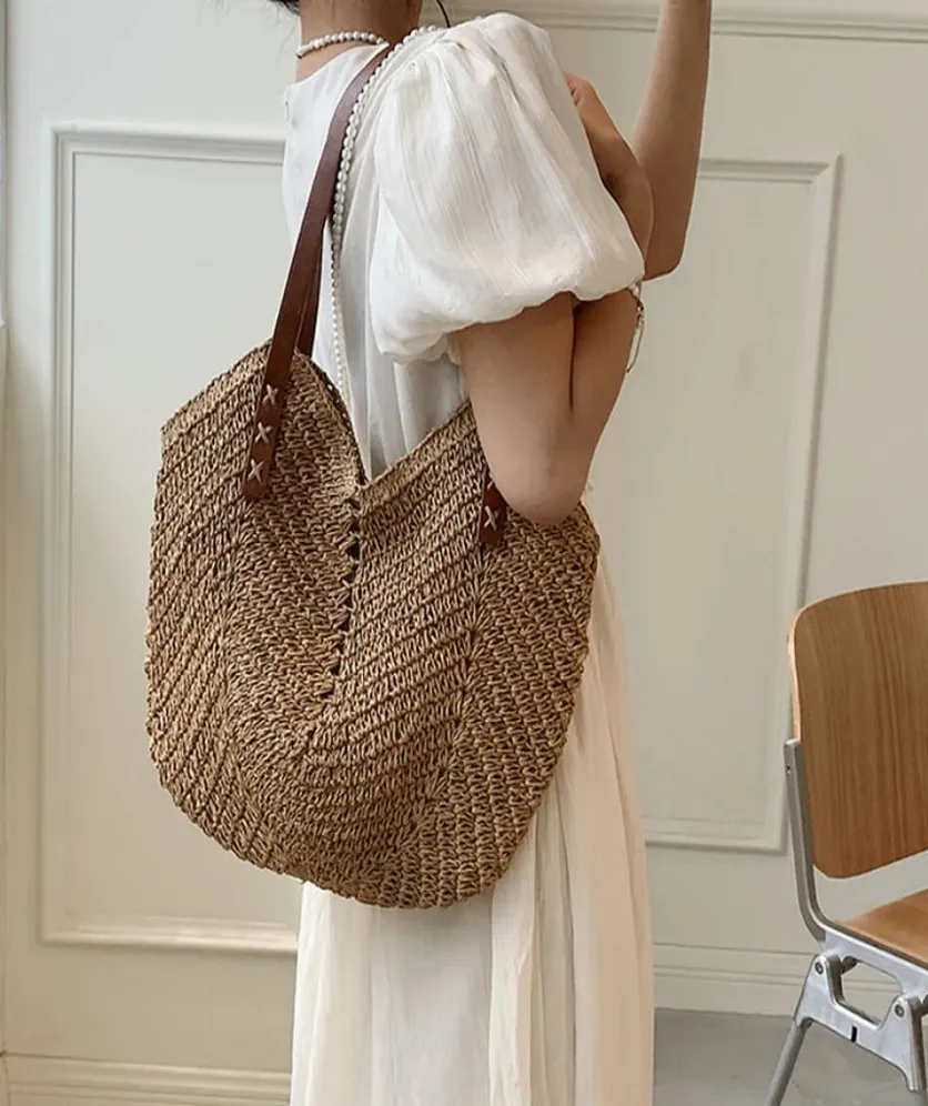 Straw Beach Bags for Women Tote Bag Woven Handbag