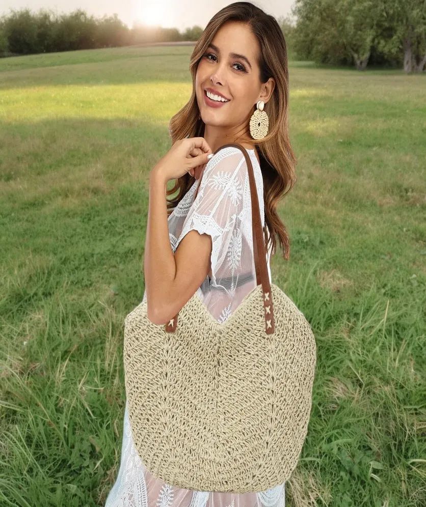 Straw Beach Bags for Women Tote Bag Woven Handbag