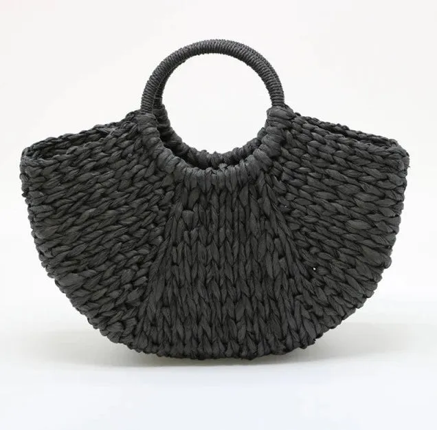 Stylish Half-Moon Rattan Handbag