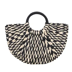 Stylish Half-Moon Rattan Handbag