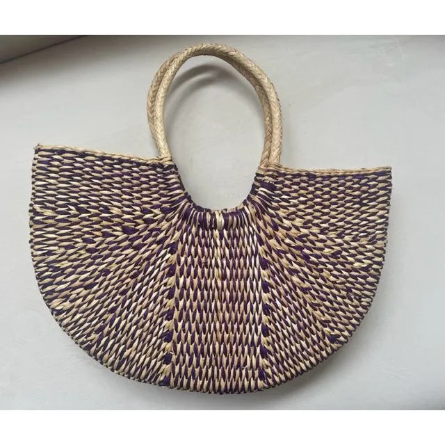 Sunset Handwoven Straw Tote Bag