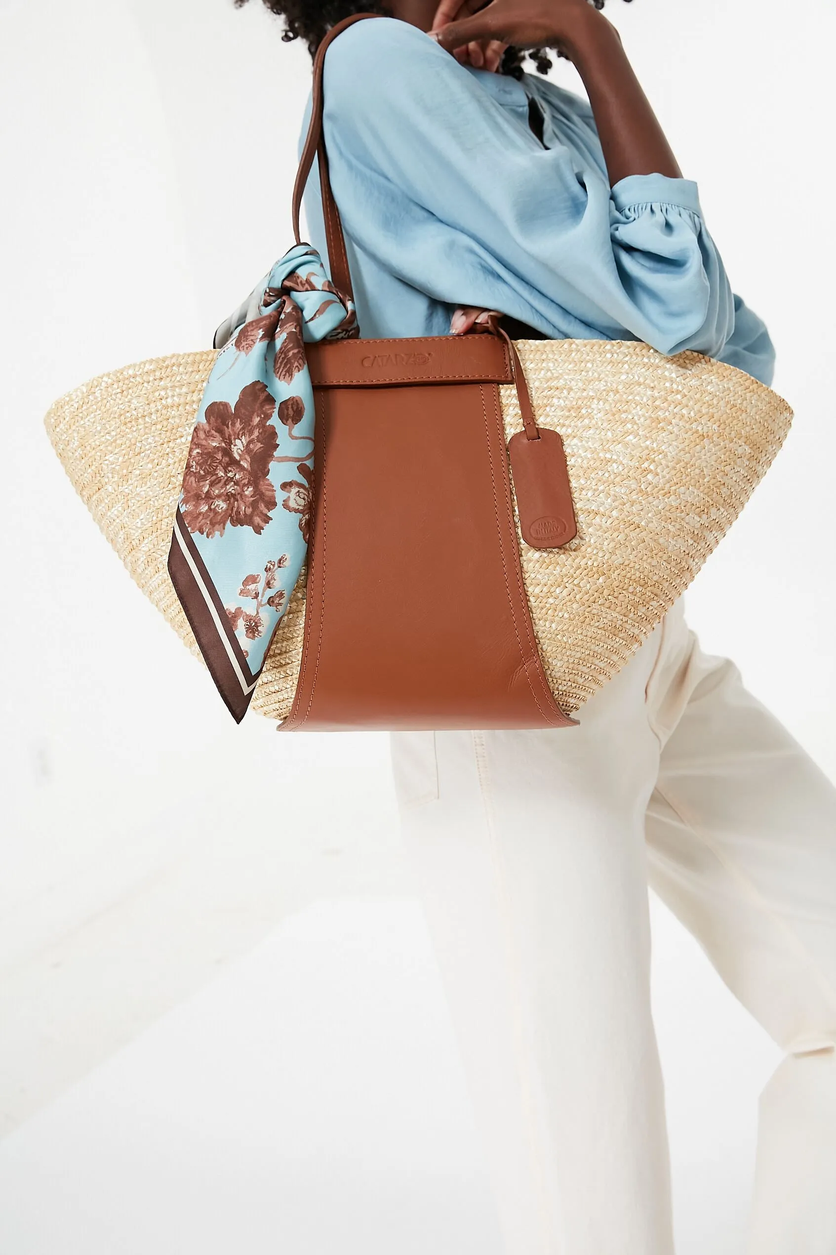 Tan Cristina Straw Tote