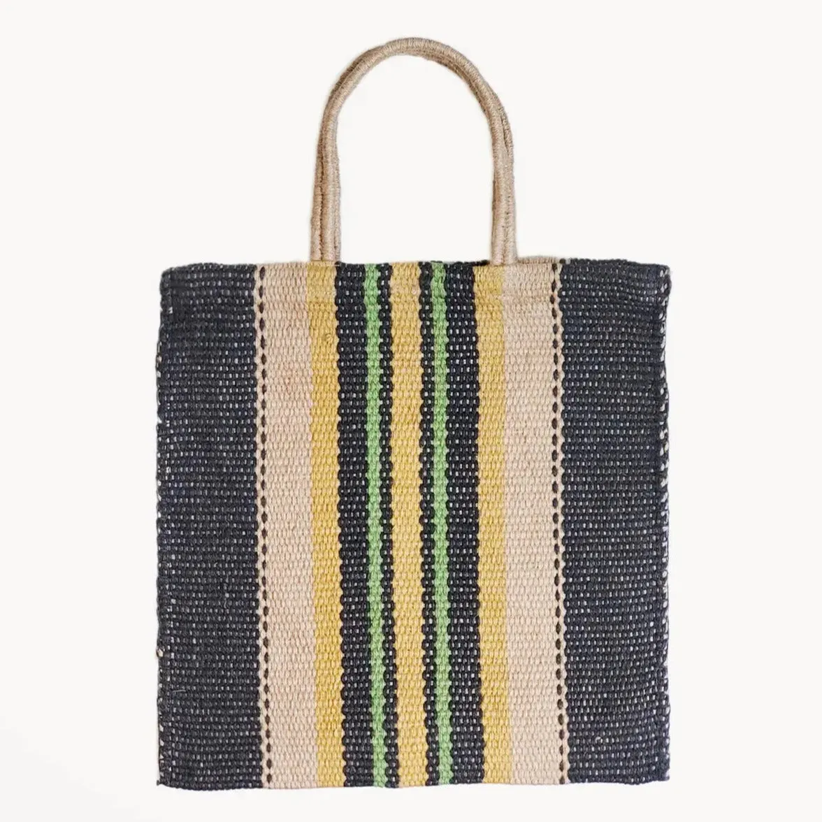 Tote Bag | Handwoven Jute & Cotton -  Multi Navy