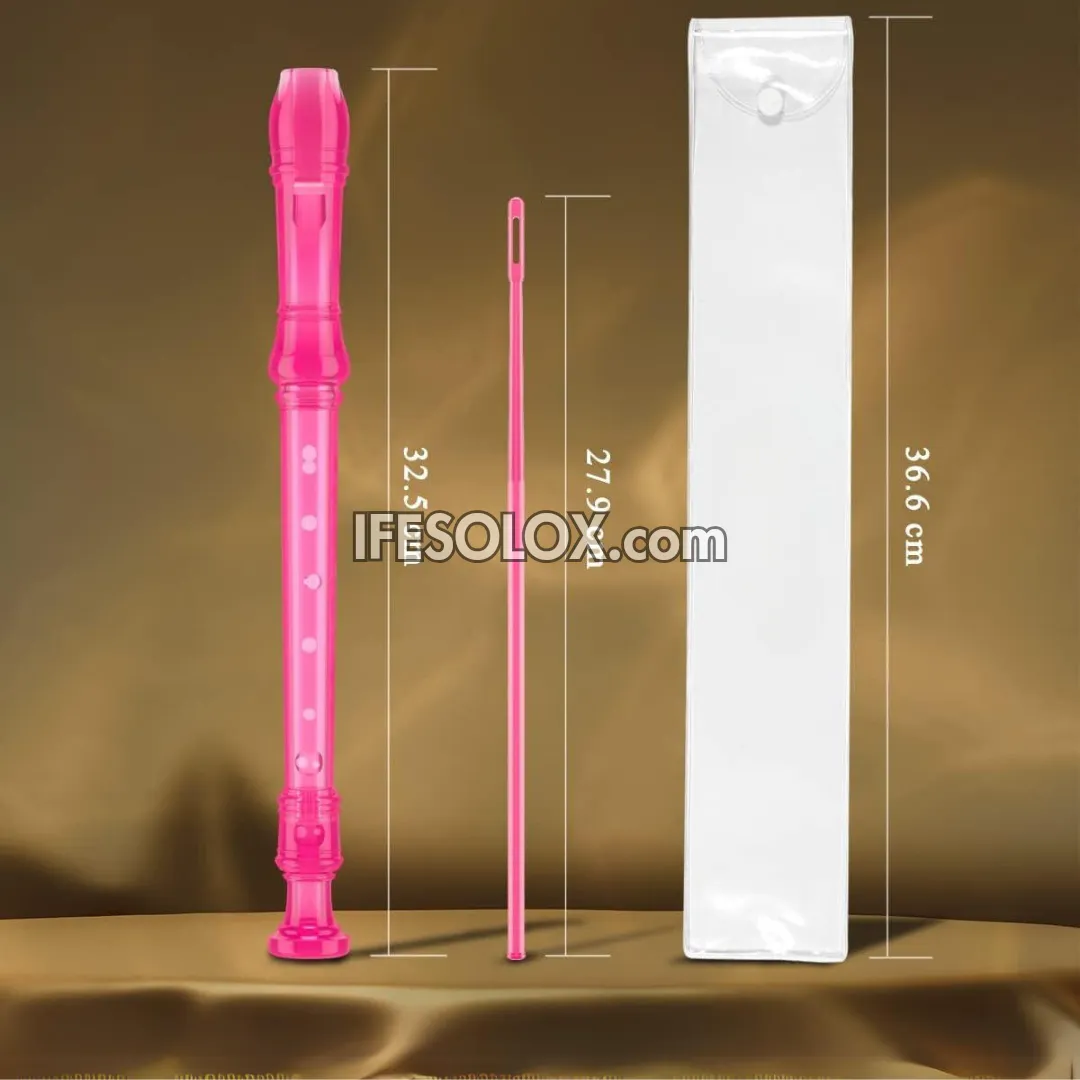 Transparent Pink Recorder Instrument for Schools, Beginners and Students - Brand New