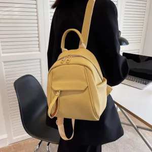 Women's Bag New Fashionable Korean Style Soft Leather Women's Backpack Fashionable Simple Artistic Travel Small Backpack Women's Bag Wholesale