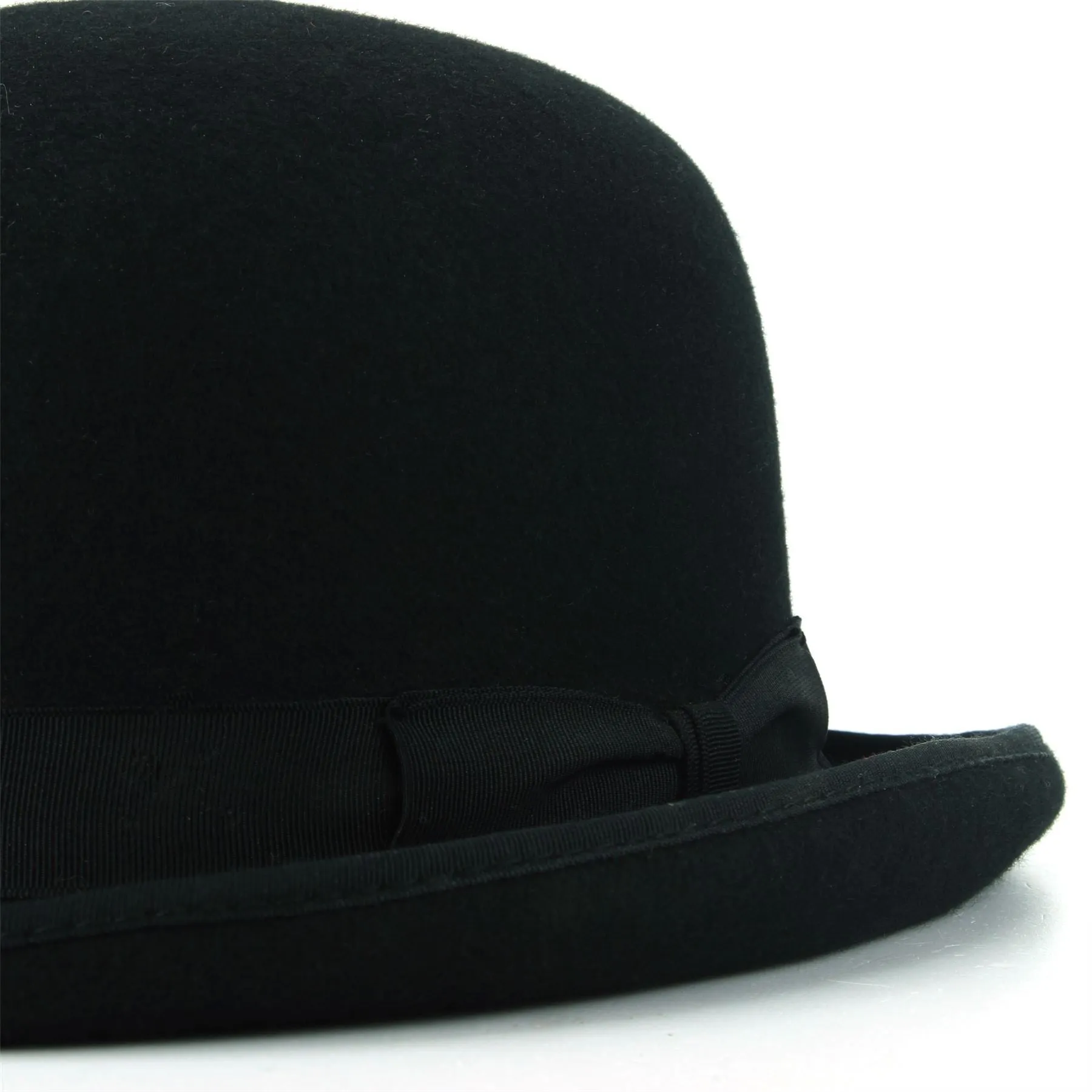 Wool Felt Bowler Derby Hat - Black